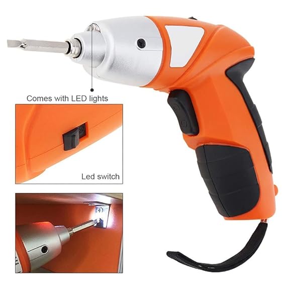 Rechargeable Electric Screwdriver | Cordless Screwdriver with Dual LED Light | 3.6V 1300mAh Li-ion Compact Tool Nawazia