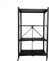4-Layer Black Mobile Folding Kitchen Storage Rack – No-Installation, Thickened Multi-Purpose Shelf Nawazia