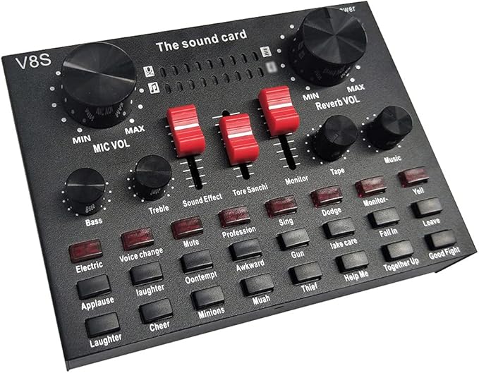 V8S Live Streaming Sound Adapter – High-Quality Audio Interface for Phones and Lap Microphones Nawazia