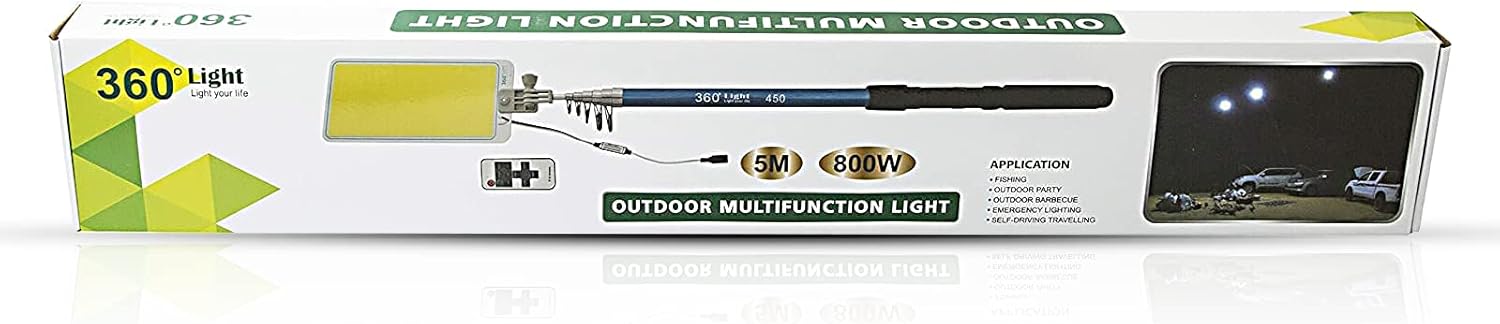 360° Multifunction Outdoor LED Light | 5M Fishing Rod Lamp with IR Remote | 3 Modes | 800W Camping Lantern Nawazia