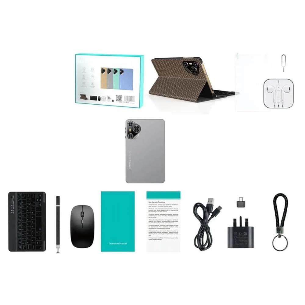 P200 11" Android 13 Tablet - 5G WiFi, Dual SIM, 8GB/512GB, 8000mAh Battery, Includes Keyboard & Mouse (Multi-Color Option) Nawazia