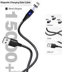 3-in-1 Magnetic Charging Cable | 3A Fast Charge | Micro USB, Type C & iProduct Compatible Nawazia