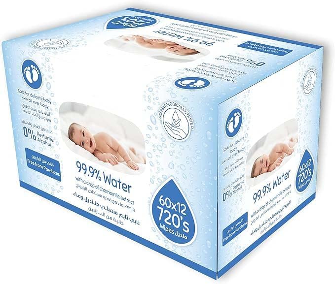 Pure Water Baby Wipes – Chamomile-Infused, Fragrance-Free, and Hypoallergenic | Gentle for Newborn Skin Nawazia