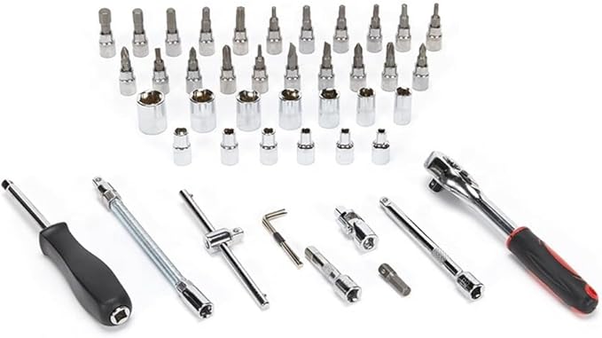 Heavy Duty Hand Tool Storage Box | 46-Piece Portable Auto Repair Kit with Ratchet & Socket Wrench Set Nawazia