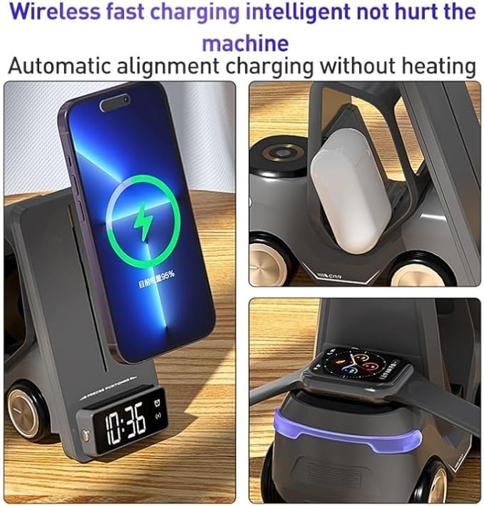 T20 Multifunctional Wireless Charging Station – 5-in-1 Fast Charger with Alarm Clock, Multi-Device Compatibility (Multi) Nawazia