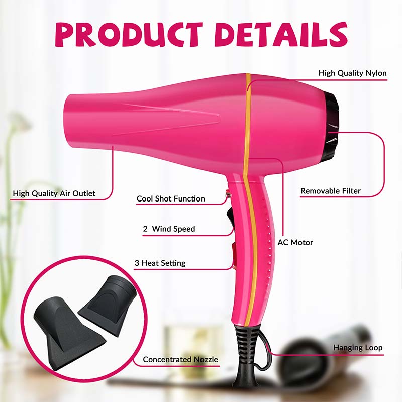 2000W Professional Infrared Hairdryer - Commercial Red Electric Blow Dryer