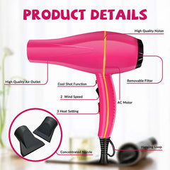 2000W Professional Infrared Hairdryer - Commercial Red Electric Blow Dryer