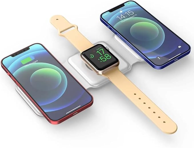 Foldable Magnetic Wireless Charger | 3-in-1 Charging Stand for iPhone, Android, Watches, and AirPods Nawazia
