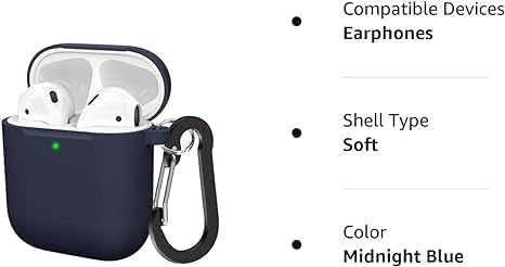 Soft Silicone Protective Case Cover for AirPods 2 & 1 | Durable & Stylish | Midnight Blue Nawazia