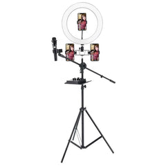 Ring Light Sound Card Tray with Live Microphone Stand | Adjustable Threaded Clamp Clip | Tripod Bracket Accessories with Mobile Phone Holder Nawazia