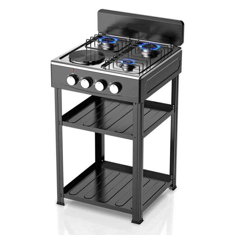 4-in-1 Gas Stove: 3 Burner + Hot Plate with Stand – Durable & Efficient Cooking Solution Nawazia
