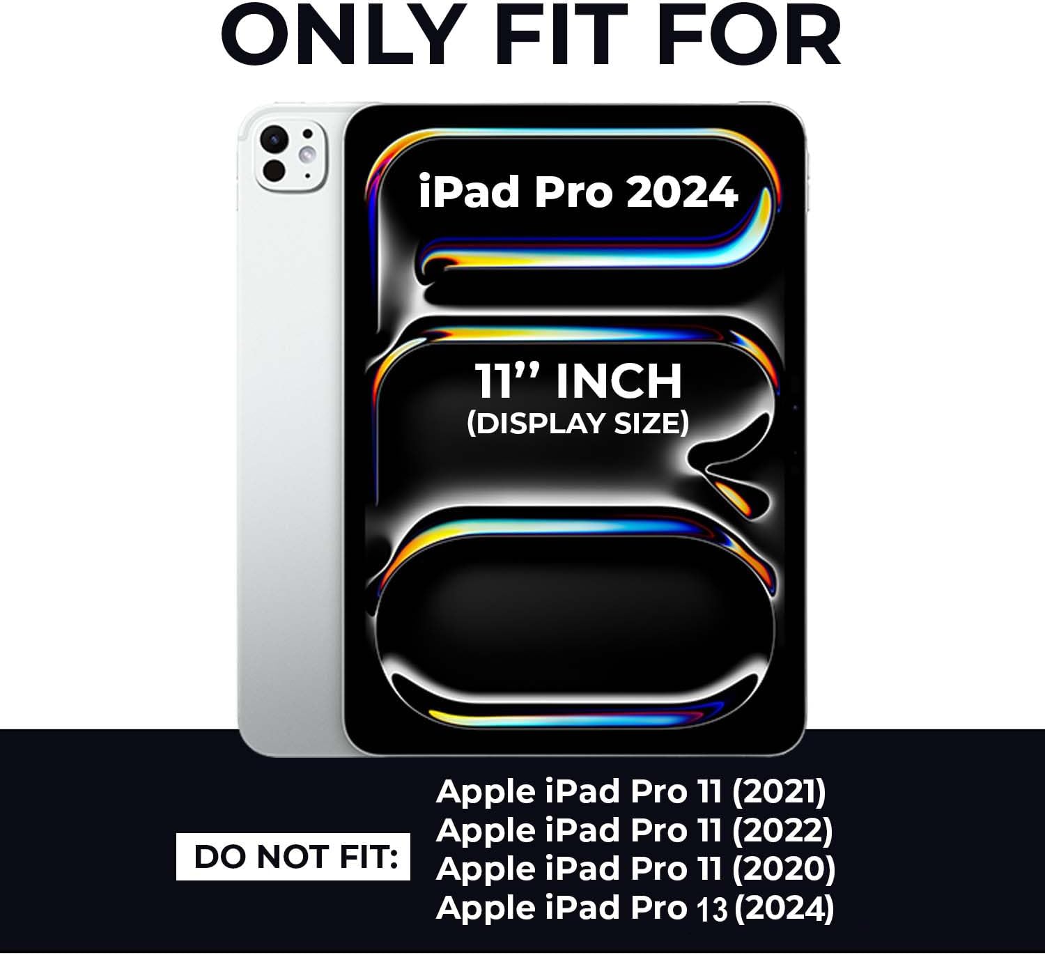 iPad Pro 11" 2024 (M4) Case - 360° Rotating Smart Folio Cover with Auto Sleep/Wake & Multi-Angle Stand (Multi-Color) Nawazia