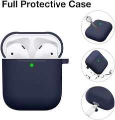 Soft Silicone Protective Case Cover for AirPods 2 & 1 | Durable & Stylish | Midnight Blue Nawazia