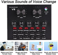 V8 Sound Card for Live Streaming | Bluetooth Voice Changer with Effects & 1200mAh Battery Nawazia