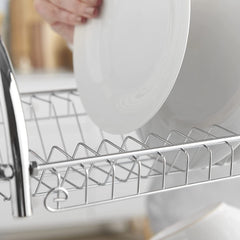New Arrival 2-Layer Kitchen Dish Rack | Stainless Steel Dish Drainer & Plate Holder with Utensil Organizer Nawazia