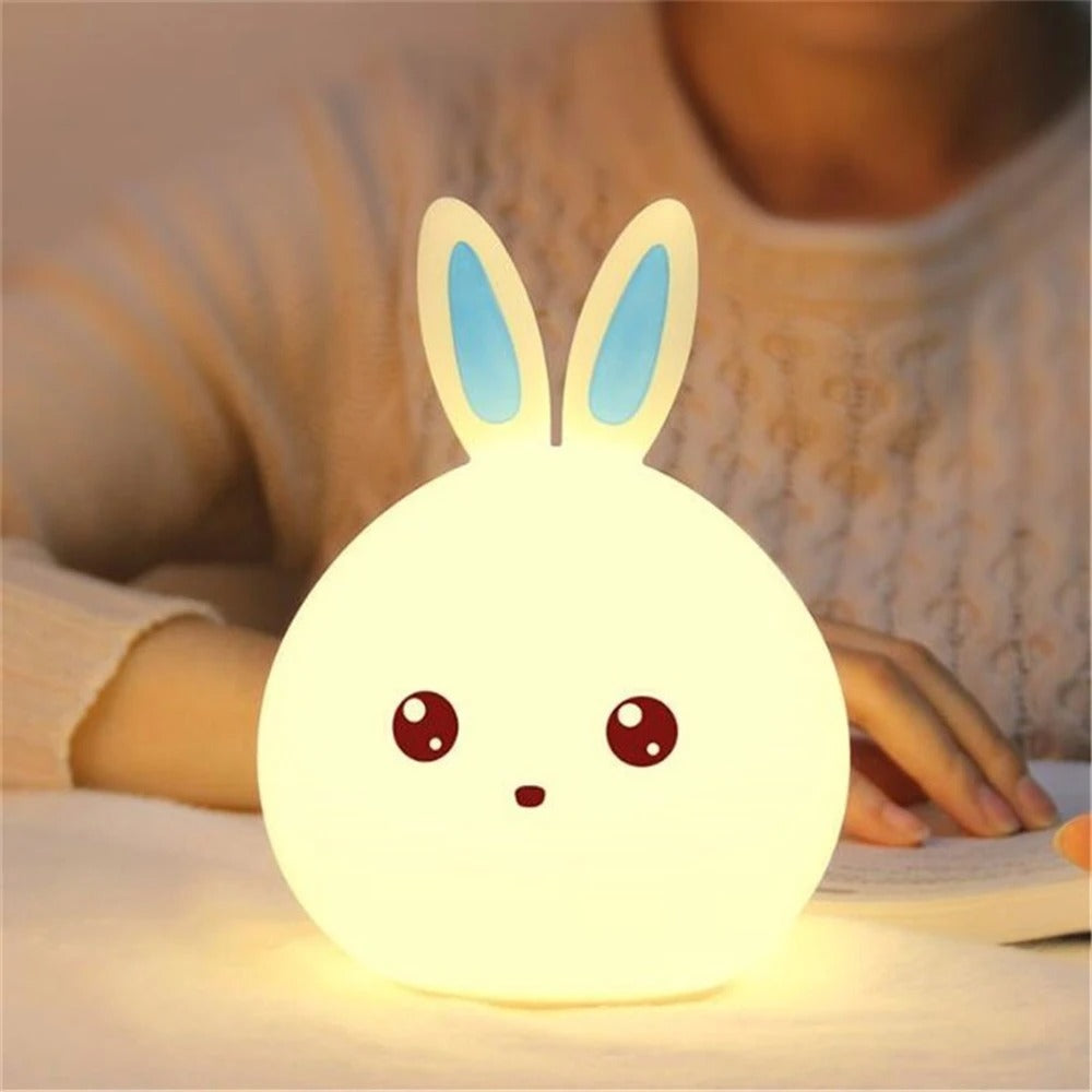 Rabbit Silicone Touch Sensor Night Light | Color-Changing LED Lamp | Soft Breathing Glow for Kids & Adults | USB Rechargeable | Portable & Safe Nawazia
