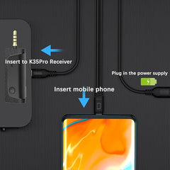 K35 Pro Wireless Lavalier Mic – Dual-Mic, Noise Reduction, 3.5mm AUX, For Vlogging, Interviews & More Nawazia