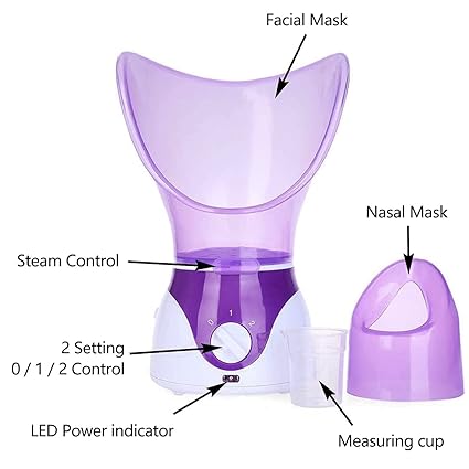 Facial Steamer | Professional Face Sauna Mask & Steam Inhaler | Moisturizer with Aroma Diffuser (Purple) Nawazia