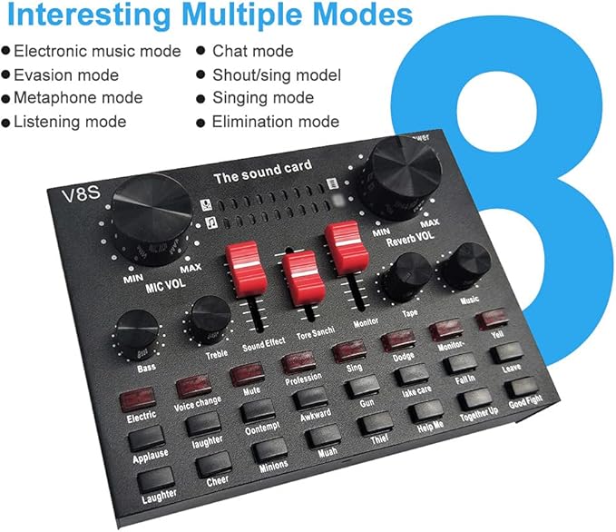 V8S Live Streaming Sound Adapter – High-Quality Audio Interface for Phones and Lap Microphones Nawazia