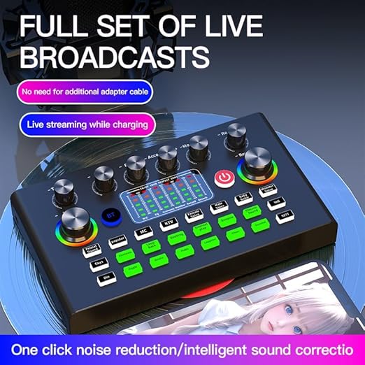 F009 Live Sound Card – Bluetooth Audio Mixer for Broadcasting, Recording, and Live Streaming Nawazia