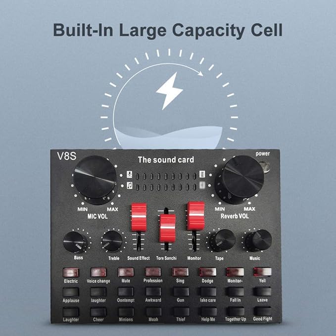 V8S Live Streaming Sound Adapter – High-Quality Audio Interface for Phones and Lap Microphones Nawazia