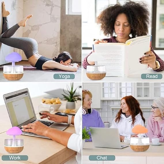 Rain Cloud Humidifier | 450ml Mini Cool Mist Humidifier with 7 LED Lights | USB Personal Desktop Humidifier Nawazia