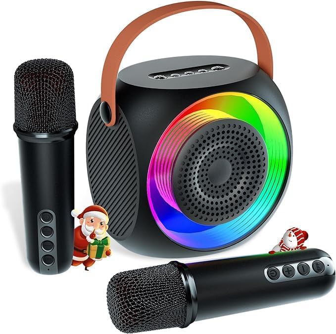 All-In-One Karaoke Machine | Bluetooth Speaker with UHF Wireless Microphones & LED Disco Ball Lights Nawazia