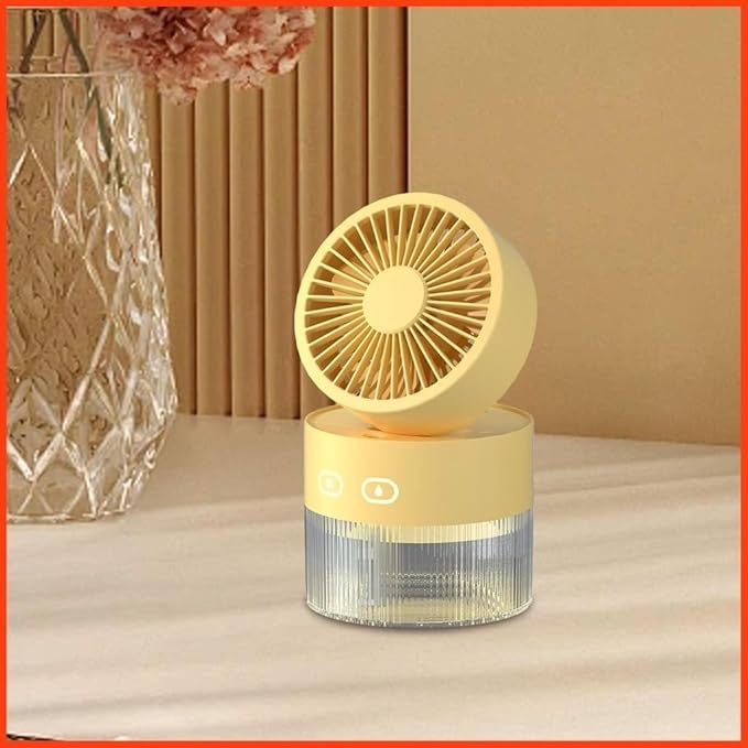 Two-in-One Desktop Spray Humidification Fan – USB Rechargeable Mini Mute Electric Fan with Adjustable Speeds, Humidifier, and Night Light (Multi) Nawazia