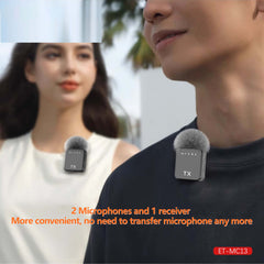 3-in-1 Lavalier Wireless Microphone – 2pcs Wireless Mic Compatible with iPhone, iPad, and Android | Perfect for Video Recording, Gaming, Live Streaming, and Podcasts Nawazia