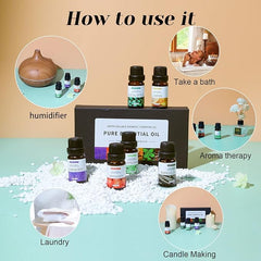6-Pack Essential Oils Set | 10mL Water Soluble Aromatherapy Oils for Diffusers & Humidifiers
