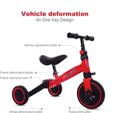 3-in-1 Kids Tricycle Toddler Bike | Adjustable Seat, Handlebar, & Removable Pedals | Red Nawazia