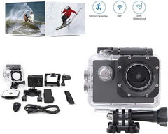 HD 1080P Outdoor WiFi Sports Camera | Waterproof Housing | 140° Wide Angle Lens & Accessory Kit Nawazia
