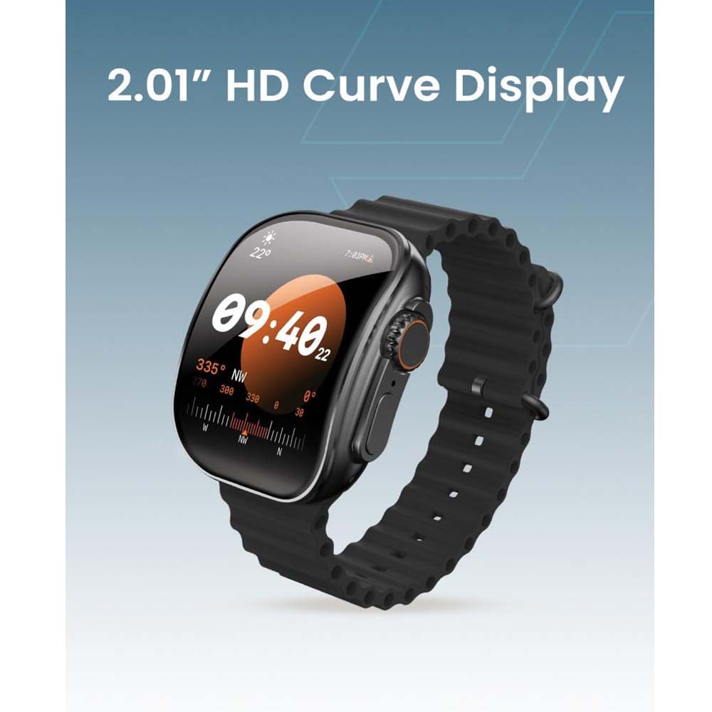 TC41 Curve Smartwatch - 2.01" AMOLED Display, AI Assistant, Bluetooth Calls, Wireless Charging, IP68 Waterproof, Fitness Tracker in Sleek Black Design Nawazia