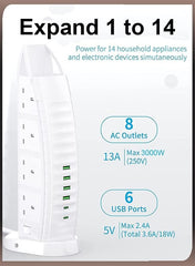 Sailboat Shape Tower Extension Lead with Type C Fast Charging Ports Nawazia