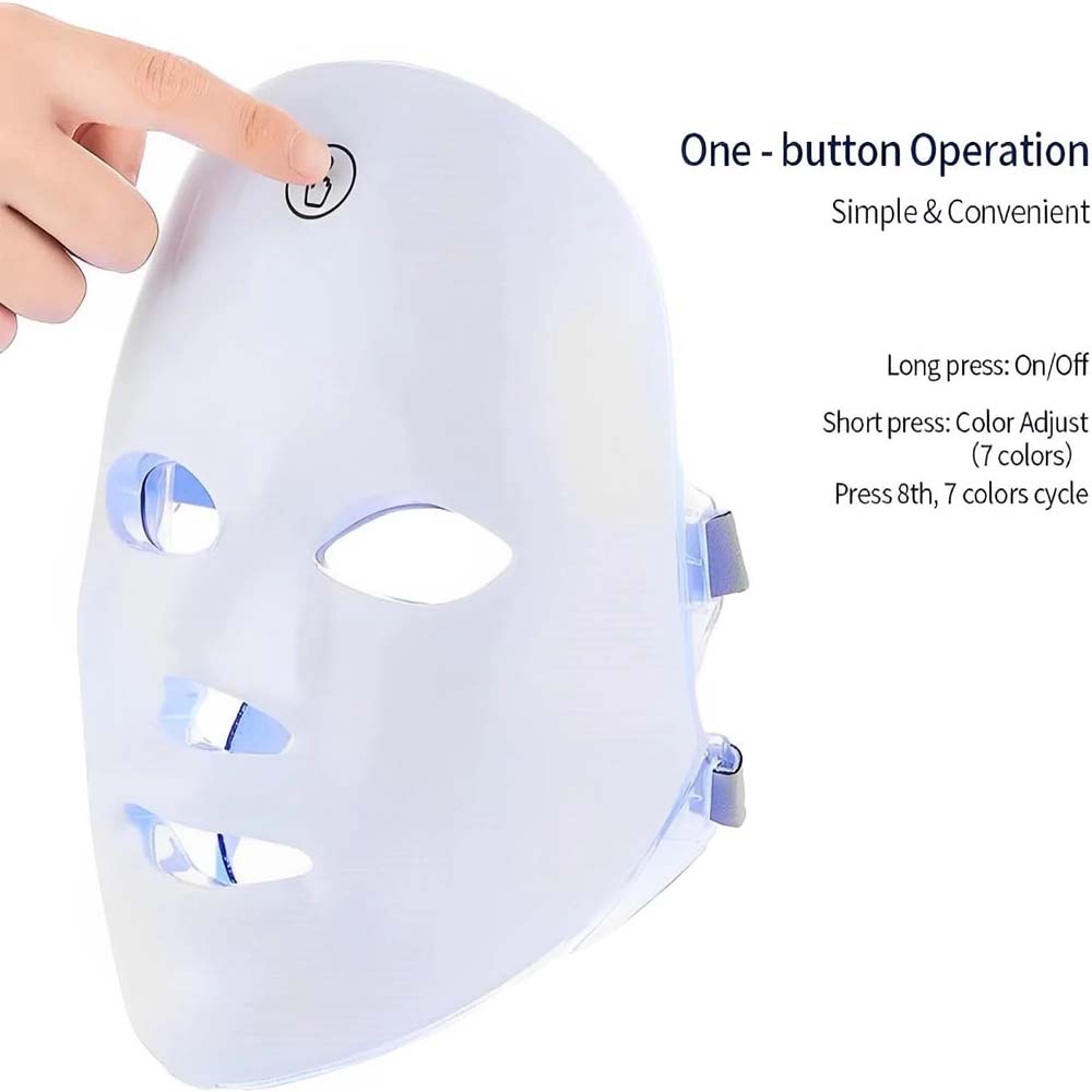 7-Color LED Light Therapy Face Mask - Anti-Aging Skin Care Device for Wrinkle Reduction & Skin Tightening