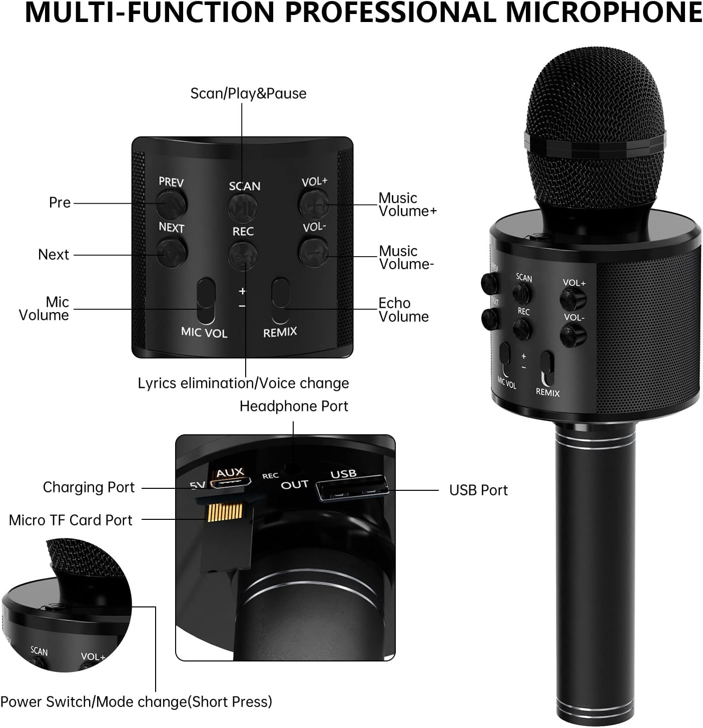 Wireless Karaoke Microphone | Bluetooth & USB Compatible | Fun for All Ages Nawazia