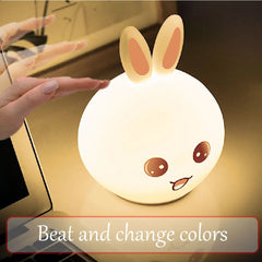 Rabbit Silicone Touch Sensor Night Light | Color-Changing LED Lamp | Soft Breathing Glow for Kids & Adults | USB Rechargeable | Portable & Safe Nawazia