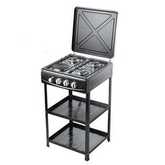 4-in-1 Gas Stove: 3 Burner + Hot Plate with Stand – Durable & Efficient Cooking Solution Nawazia