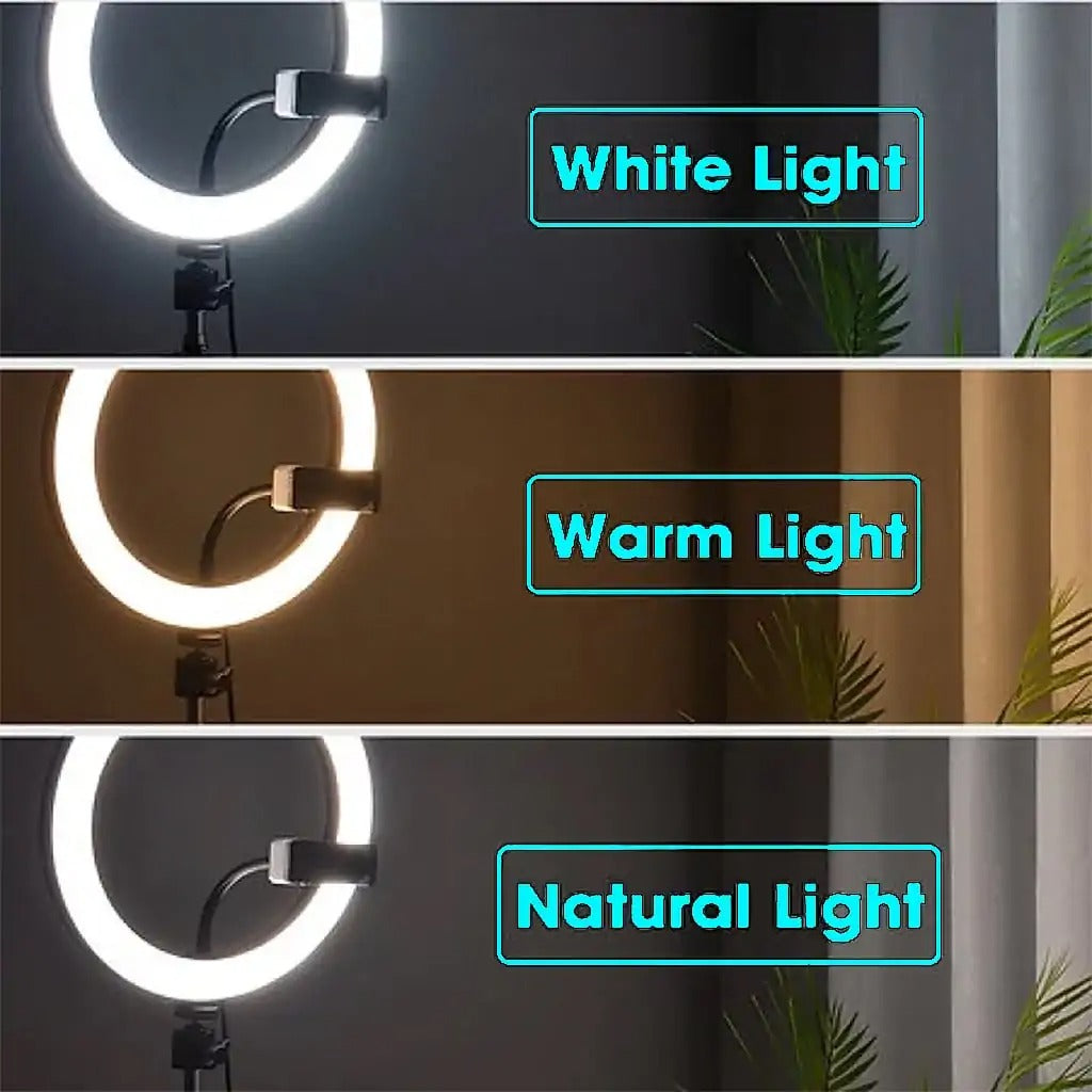 14-Inch Selfie Ring Light & Tripod – Adjustable Lighting with 3 Phone Holders Nawazia