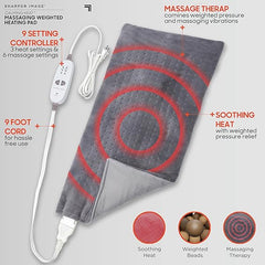Heat Massaging Weighted Heating Pad by Sharper Image – Electric Heating Pad with Vibrations Nawazia
