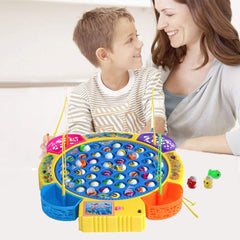 Fishing Game Electronic Musical Rotating Toy with 45 Fish & 4 Fishing Rods, Fun Learning Game, Gift for Kids of All Ages, Birthday Gift - Blue Nawazia