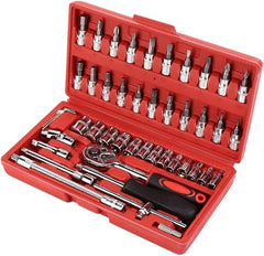 46-Piece 1/4-Inch Socket Set – Comprehensive Car Repair Tool Kit with Ratchet Torque Wrench Nawazia