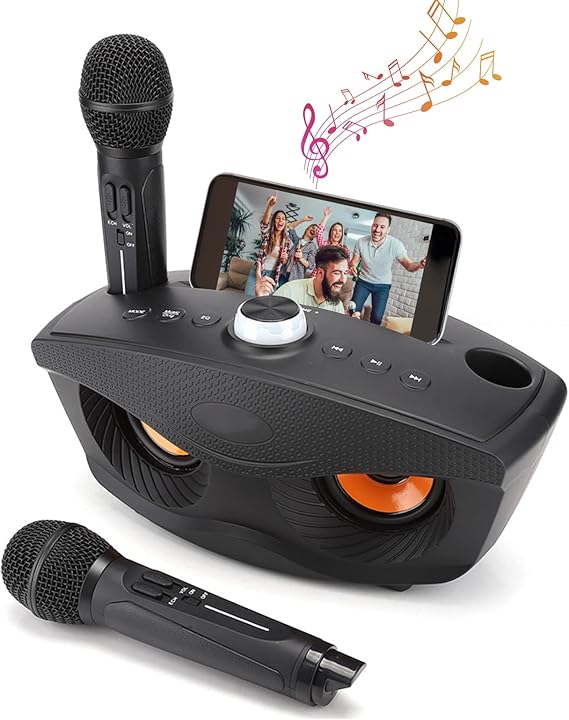 Wireless Bluetooth Speaker with Dual Microphone Set | Portable Karaoke System for Home, Parties & Events Nawazia
