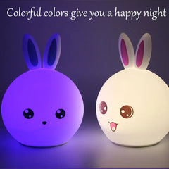 Rabbit Silicone Touch Sensor Night Light | Color-Changing LED Lamp | Soft Breathing Glow for Kids & Adults | USB Rechargeable | Portable & Safe Nawazia