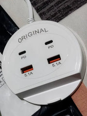 Quick Charge 5.1A Charger with Dual PD+USB Ports | Universal Multi-Port Charging Station with Mobile Phone Holder Nawazia