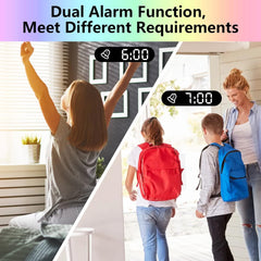 Projection Alarm Clock - 180° Rotatable Ceiling Projector, RGB LED Display, Dual Alarm, 5-Level Dimmer for a Modern and Functional Wake-Up Experience Nawazia