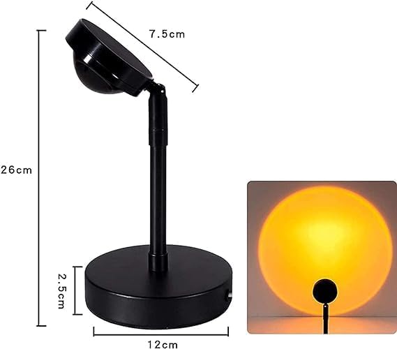 180° Rotatable USB Rechargeable Sunset Light Projector | Relaxing LED Night Light for Kids & Adults Nawazia