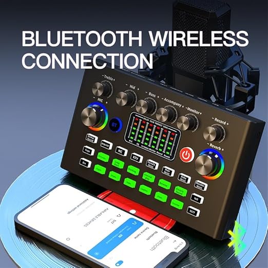 F009 Live Sound Card – Bluetooth Audio Mixer for Broadcasting, Recording, and Live Streaming Nawazia