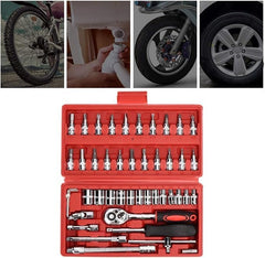 46-Piece 1/4-Inch Socket Set – Comprehensive Car Repair Tool Kit with Ratchet Torque Wrench Nawazia