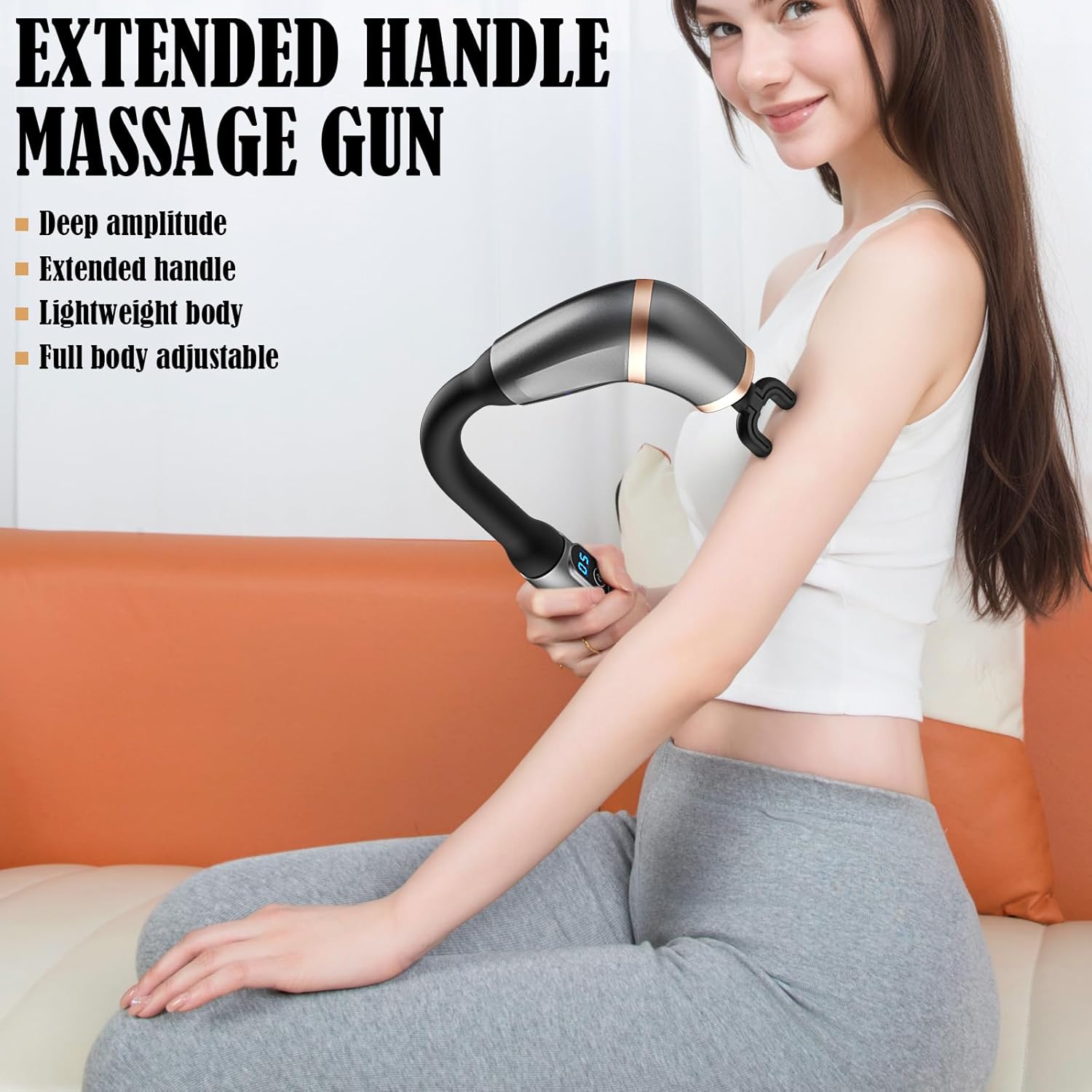 Extended Handle Massage Gun – Long Handheld Deep Tissue Massager for Full-Body Muscle Relief and Recovery Nawazia